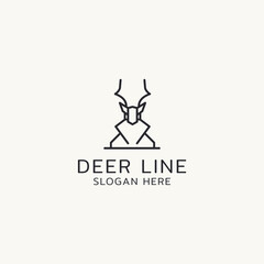 Deer line art logo icon design template flat vector