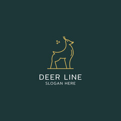 Deer line art logo icon design template flat vector