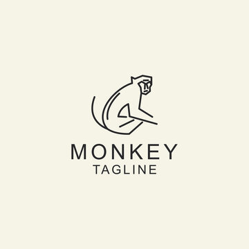 Monkey logo icon design template flat vector