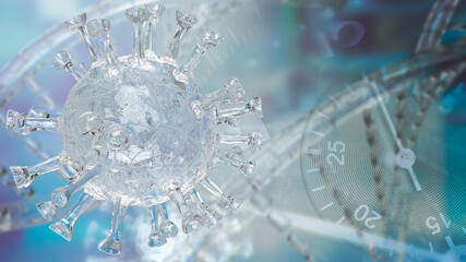 The clear virus on medical or sci background 3d rendering