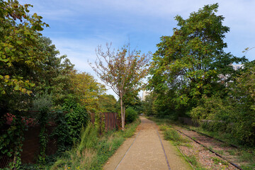 Railway track  of  the Petite Ceinture Paris' Abandoned Railway in 12th arrondissement