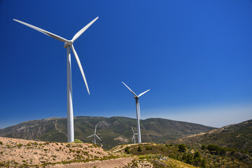 Large wind turbines  in  spanish  community of Andalusia.  