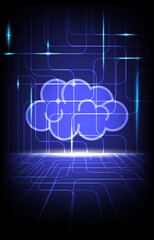 Brain network technology. Digital brain research. Cybernetic artificial neon network. Artificial intelligence and big data concept. Business industry data storage communication. Vector illustration.