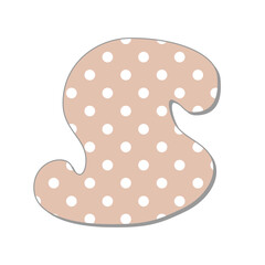 Polka dot letter.Pastel boho polka dots font. Hand drawn letter design for scrapbooks, albums, crafts and back to school projects.