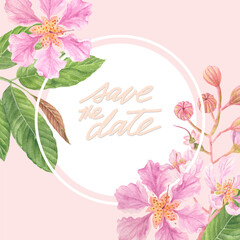 Philippine flora save the date invitation banaba lagerstroemia speciosa