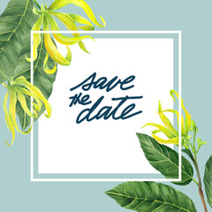 Philippine flora save the date invitation cananga odorata ylang ylang