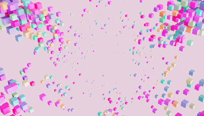 3D pink abstract background.Create Cool Colorful Abstract Art From Default Cube.3D rendering
