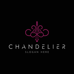 chandelier vector logo template on black background