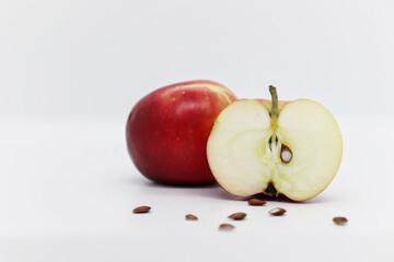 Juicy apples whole and cut
