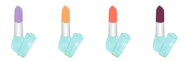 Cute lipstick colorful illustration set 02