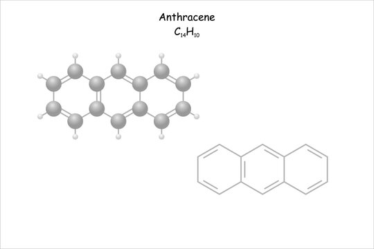 Stylized molecule model/structural formula of anthracene.