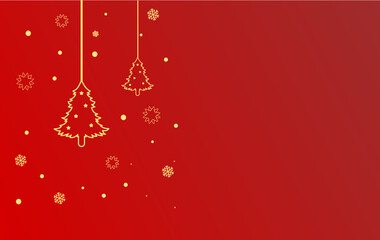 red christmas background with snowflakes and christmas tree