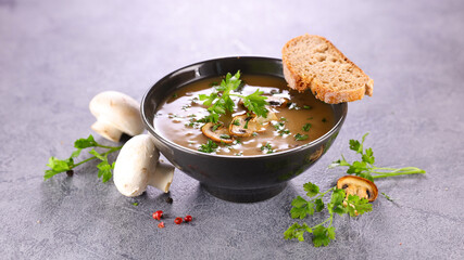 mushroom soup and grilled toast