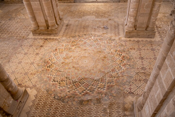 Ancient mosaic in Hisham's Palace aka Khirbet al Mafjar, an archeological site in Jericho