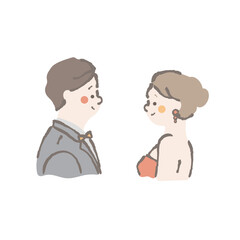 ウェディング　新郎新婦　イラスト