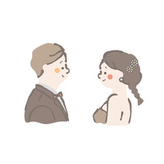 ウェディング　新郎新婦　イラスト