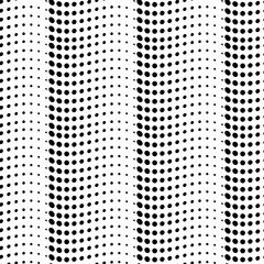 Black and white wavy pattern of circles on a transparent background. Vector seamless pattern.