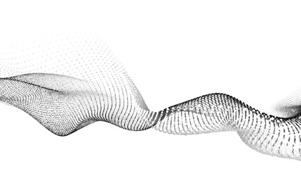 Futuristic moving white wave. Digital background with moving particles. Big data visualization. Vector illustration.