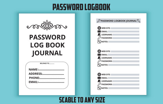 Password logbook low content kdp interior design template