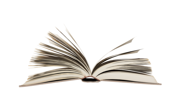 Close up open book isolated on white background.