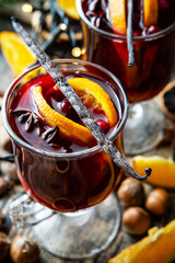 Winter  hot drink with spices. Сhristmas treat