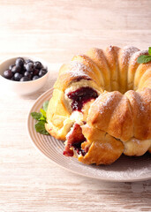 Blueberry jam bubble ring cake, monkey bread