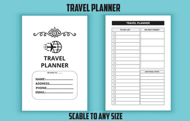 Travel planner notebook low content kdp interior design template