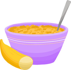 Oat bowl with banana and spoon