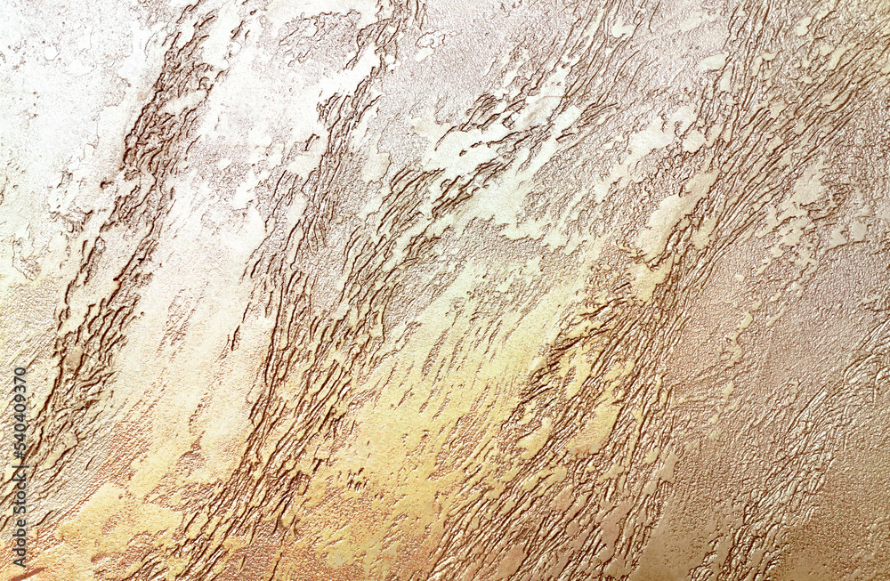 Poster Beautiful original background image in the form of a alebastr surface or texture plaster in a light golden-bronze color.