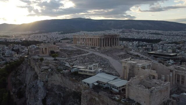 Acropolis and Parthenon Temple in Athens Aerial View, Greece