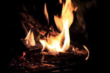 秋のキャンプ場でする焚き火台を使った焚き火