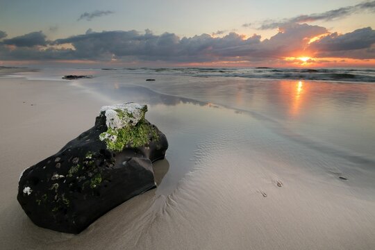 Golden Sunrise On The Beach Near Evans Head On NSW North Coast In Australia