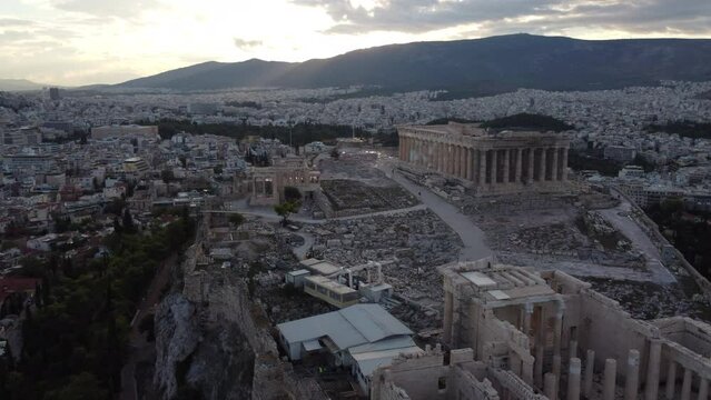 Acropolis and Parthenon Temple in Athens Aerial View, Greece