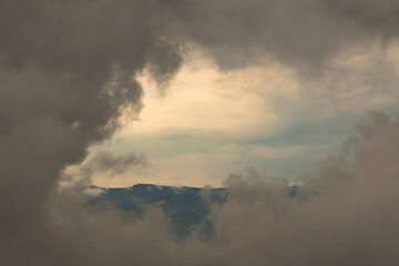 Hole of light in dark clouds, Fusagasuga, Colombia.