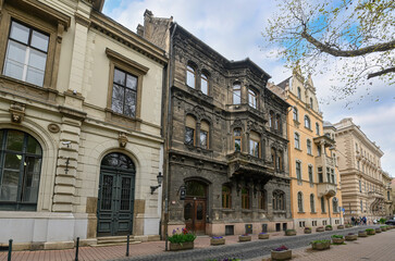 Fototapeta na wymiar Budapest, Hungary. Front view of beautiful old building in the city center 
