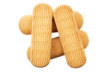Crackers. Delicious baby wheat cookies on an isolated white background. Fresh confectionery biscuit.