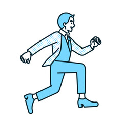 走る男性。ジャンプをするビジネスマンのイラスト素材。