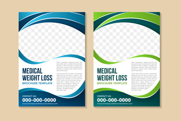 Modern Medical weight loss Flyer Template Design, Cover a4 with vertical layout, Healthcare brochure with space for photo collage and text, leaflets decoration for printing vector illustration.