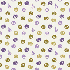 Background with creepy pumpkins. Halloween texture. Vector