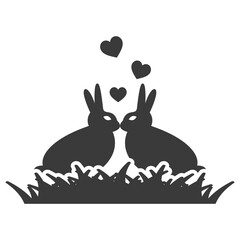 Mating season in rabbits glyph icon isolated on white background.Vector illustration.