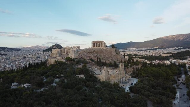 Acropolis and Parthenon Temple in Athens Aerial View, Greece