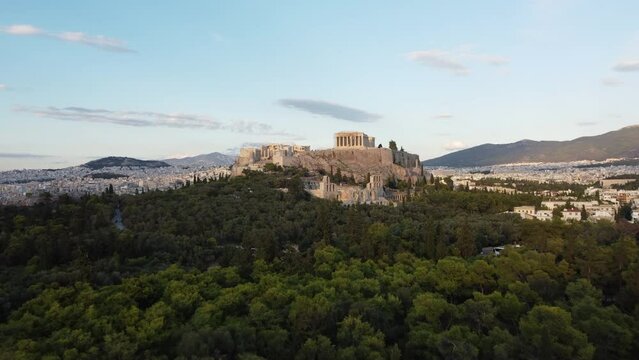 Acropolis and Parthenon Temple in Athens Aerial View, Greece