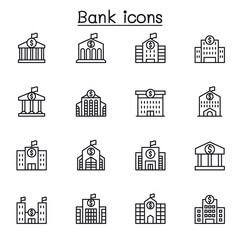 Hospital building icon set in thin line style