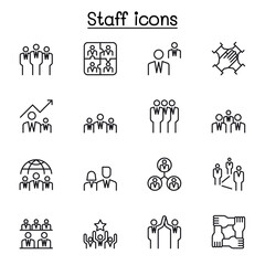 Fototapeta premium Staff icon set in thin line style