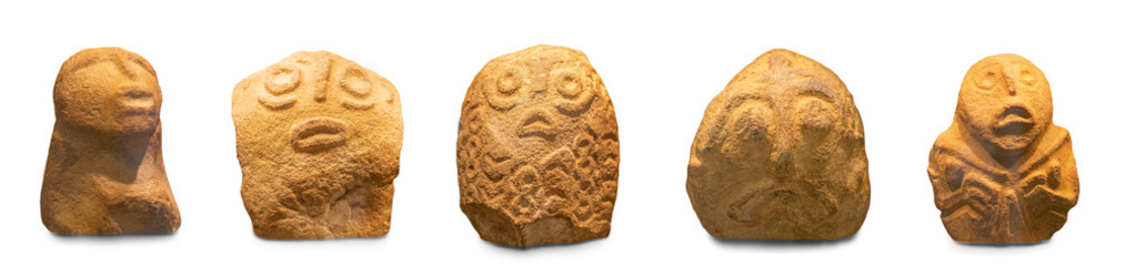 Prehistorical Sculptures Ancient Culture, Lepenski Vir. Selective focus