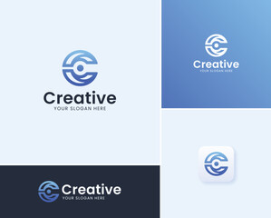 Modern geometric letter c logo. Letter c logo template. Bold letter c logo template. Simple Monogram logo template. minimalist and bold letter c logo template