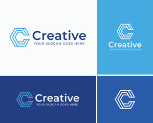 Modern geometric letter c logo. Letter c logo template. Bold letter c logo template. Simple Monogram logo template. minimalist and bold letter c logo template