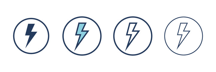 Electricity icons set. Set of energy vector symbol. Filled and Linear style sign for mobile concept and web design. Electricity symbol illustration. Pixel vector graphics - Vector