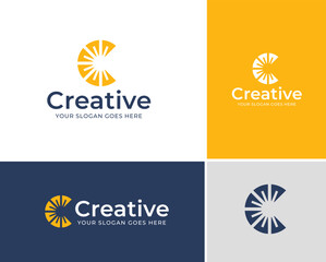 Modern geometric letter c logo. Letter c logo template. Bold letter c logo template. Simple Monogram logo template. minimalist and bold letter c logo template