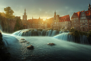 Dresden mit Wasserfall